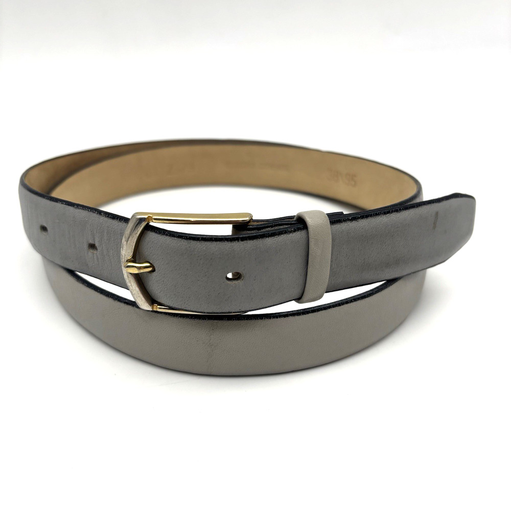 Vintage 80s 2379 Stone Gray Cortina Cowhide Leather Unisex Dress Belt 35-39"